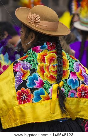 Cusco - Peru - June 06, 2016 : Peruvian Dancers At The Parade In Cusco. People In Traditional Clothe