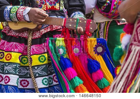 Cusco - Peru - June 06, 2016 : Peruvian Dancers At The Parade In Cusco. People In Traditional Clothe