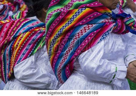 Cusco - Peru - June 06, 2016 : Peruvian Dancers At The Parade In Cusco. People In Traditional Clothe