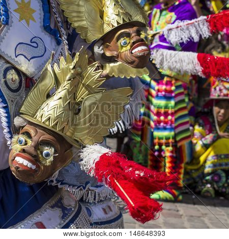 Cusco - Peru - June 06, 2016 : Peruvian Dancers At The Parade In Cusco. People In Traditional Clothe