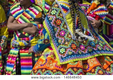 Cusco - Peru - June 06, 2016 : Peruvian Dancers At The Parade In Cusco. People In Traditional Clothe