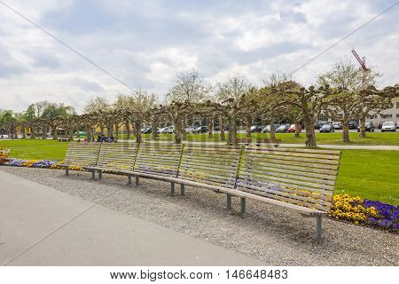 Municipal park in center of Kreuzlingen city Switzerland