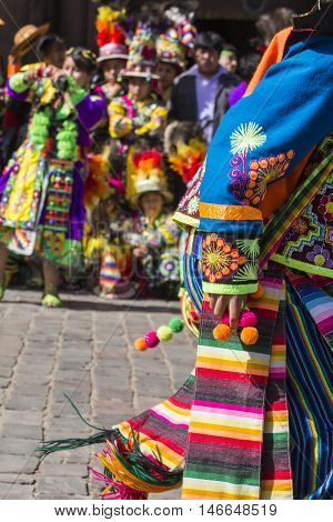 Cusco - Peru - June 06, 2016 : Peruvian Dancers At The Parade In Cusco. People In Traditional Clothe