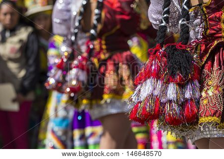 Cusco - Peru - June 06, 2016 : Peruvian Dancers At The Parade In Cusco. People In Traditional Clothe