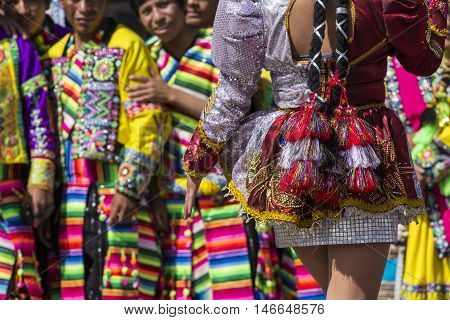 Cusco - Peru - June 06, 2016 : Peruvian Dancers At The Parade In Cusco. People In Traditional Clothe