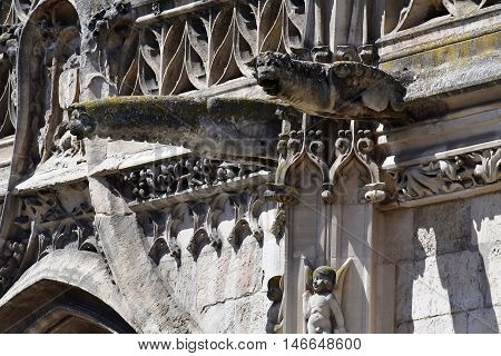 Poissy France - august 6 2016 : the historical collegiate church where the king Saint Louis was baptised