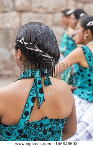 Cusco - Peru - June 06, 2016 : Peruvian Dancers At The Parade In Cusco. People In Traditional Clothe
