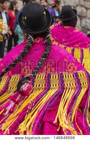 Cusco - Peru - June 06, 2016 : Peruvian Dancers At The Parade In Cusco. People In Traditional Clothe