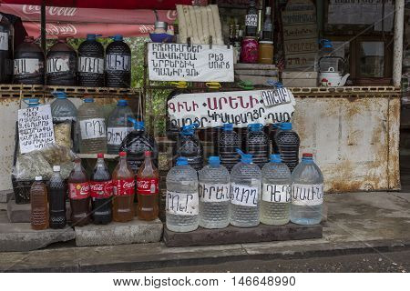 Areni - Armenia - May 01, 2016: Local Wine Sellers At Areni, Aremenia.