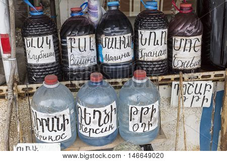 Areni - Armenia - May 01, 2016: Local Wine Sellers At Areni, Aremenia.