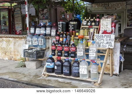 Areni - Armenia - May 01, 2016: Local Wine Sellers At Areni, Aremenia.