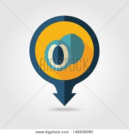 Lychee flat vector pin map icon. Map pointer. Map markers. Tropical fruit. Vector illustration eps 10