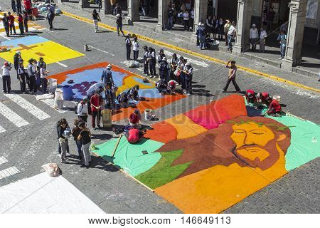Arequipa, Peru - May 06, 2016: Corpus Christi On Plaza De Armas Square In Arequipa, Peru