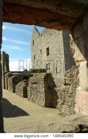 A view along the ramparts of Craigmillar castle