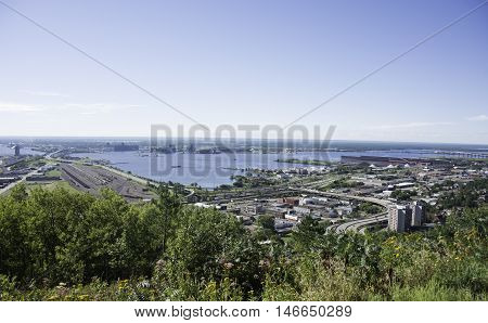Duluth, Minnesota in the Summer with Blue Sky.