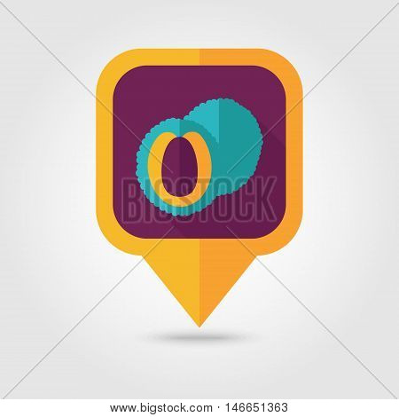 Lychee flat vector pin map icon. Map pointer. Map markers. Tropical fruit. Vector illustration eps 10