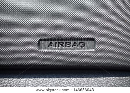 airbag safety sign panel in the car