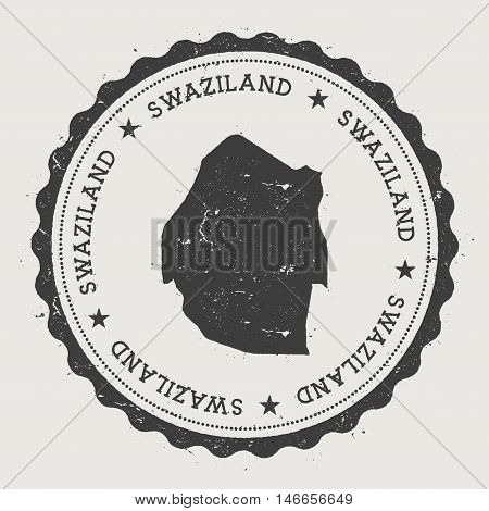 Swaziland Hipster Round Rubber Stamp With Country Map. Vintage Passport Stamp With Circular Text And