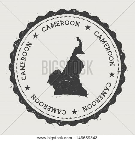 Cameroon Hipster Round Rubber Stamp With Country Map. Vintage Passport Stamp With Circular Text And
