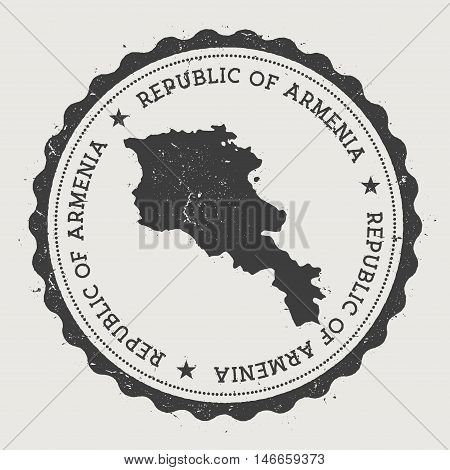 Armenia Hipster Round Rubber Stamp With Country Map. Vintage Passport Stamp With Circular Text And S