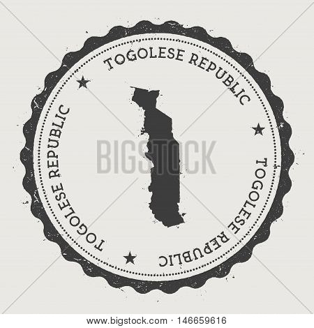 Togo Hipster Round Rubber Stamp With Country Map. Vintage Passport Stamp With Circular Text And Star
