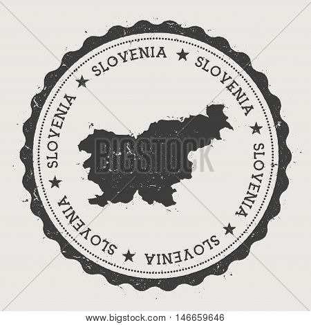 Slovenia Hipster Round Rubber Stamp With Country Map. Vintage Passport Stamp With Circular Text And