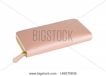 Woman Pink wallet isolated on white background.