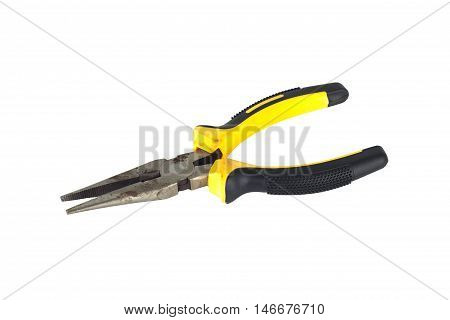 Yellow Pliers isolated on a white background.