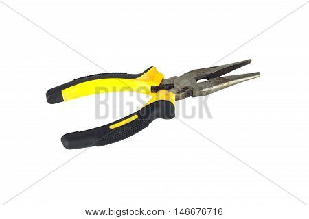 Yellow Pliers isolated on a white background.