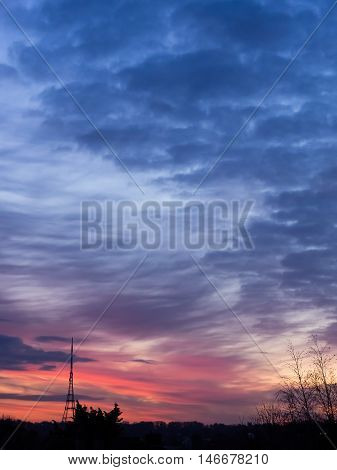 Crystal Palace transmitting station at dusk, Bromley, London, UK