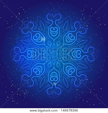 Symbol of sacred geometry, depict fundamental aspects of space and time.Flower of life. Mental esoteric ornament. Universe and space