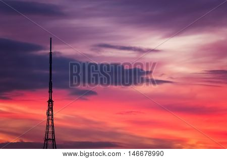 Crystal Palace transmitting station at dusk, Bromley, London, UK