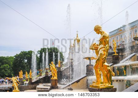Russia, Saint-peterburg - June 24/2013: Peterhof Received Visitors After Restoration Of Many Exhibit