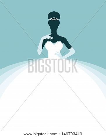 Beautiful woman in a wedding dress invitation or flyer template for the bride show Stock vector illustration