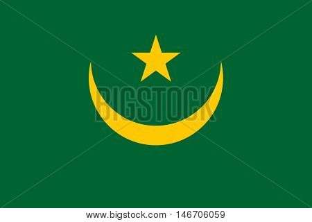 Flag of Mauritania in correct size proportions and colors. Accurate official standard dimensions. Mauritanian national flag. African patriotic symbol banner element background. Vector illustration