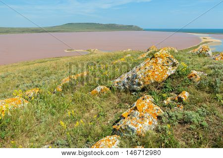 Salt Lake Koyashskoe Elkenskoe. Opuksky Reserve is located on the southern coast of Kerch Peninsula.