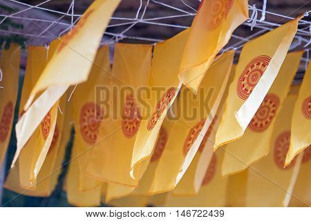 the Thammachak flag in temple of northern thailand