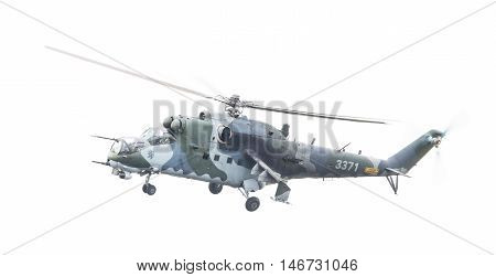 Leeuwarden, The Netherlands - Jun 10, 2016: Czech Republic Air Force Mil Mi-24 Hind Attack Helicopte