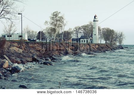 Pointe aux Barques Lighthouse, built in 1848, Lake Huron, Michigan, USA