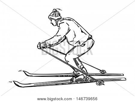 vector - isolated on background - old ski