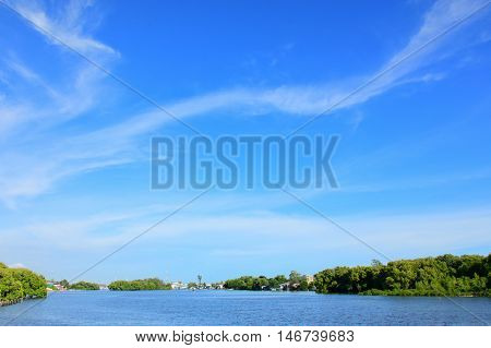The river and sky with beautiful nature.