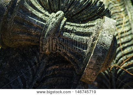 Detail very old decorative stone architectural element