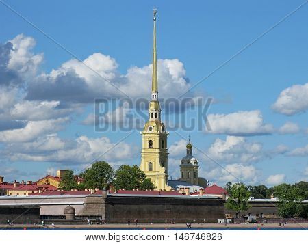 Peter and Paul fortress. Peter and Paul cathedral. Landmark. Tourist attraction. Monument of architecture. Saint Petersburg. Russia.