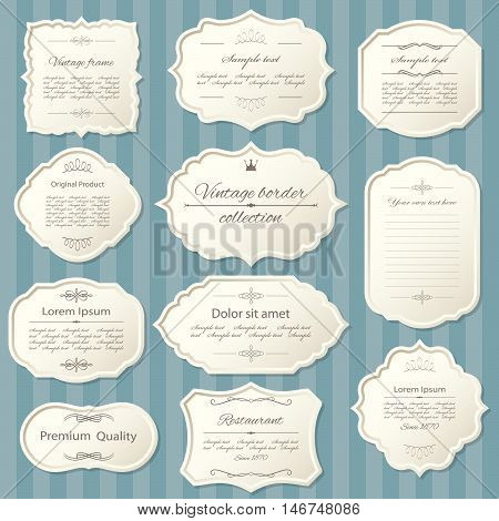 Elegant vintage frames and labels set. Calligraphic design elements.