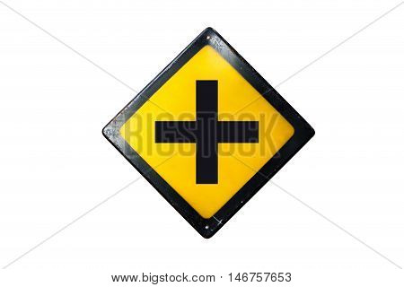 Crossroads sign is isolated on white background