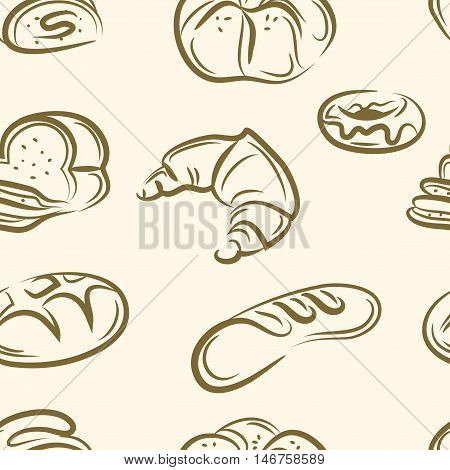 doodle bread set .Seamless pattern . Vector EPS10