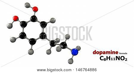 3d Illustration of Dopamine neurotransmitter molecule on