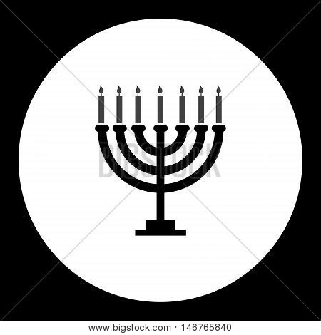Black Isolated Jewish Candelabrum With Seven Candles Eps10