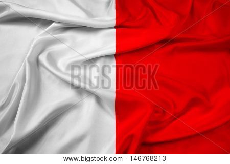 Waving Flag of Mdina Malta, with beautiful satin background. 3D illustration