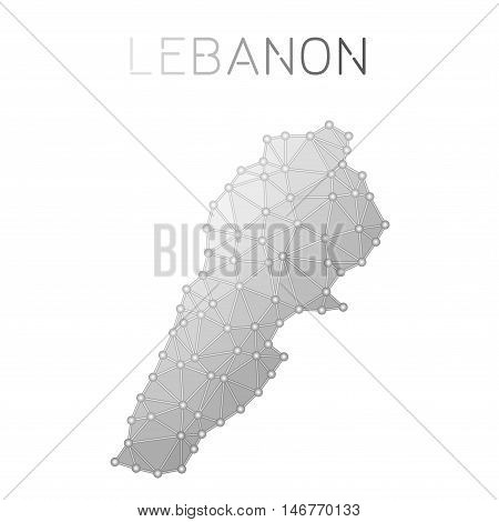 Lebanon Polygonal Vector Map. Molecular Structure Country Map Design. Network Connections Polygonal
